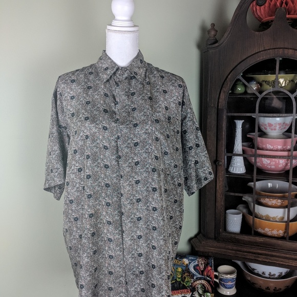 VTG 80s Colore Italia Silk Collar Button Up - Picture 2 of 7